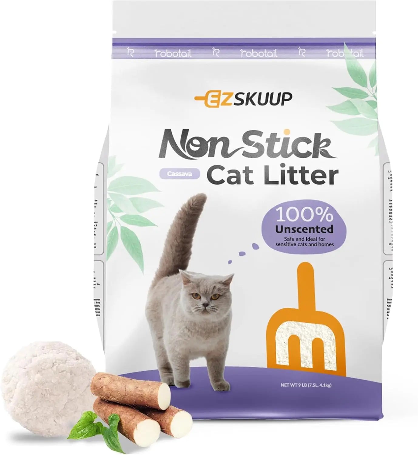 EZSKUUP Non-Stick Cassava Cat Litter for Cats