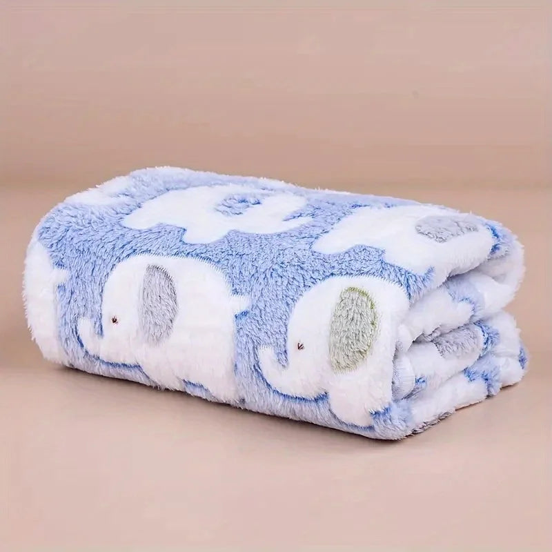Cartoon Elephant Flannel Blanket for Dogs, Cats, Puppies & Kittens.