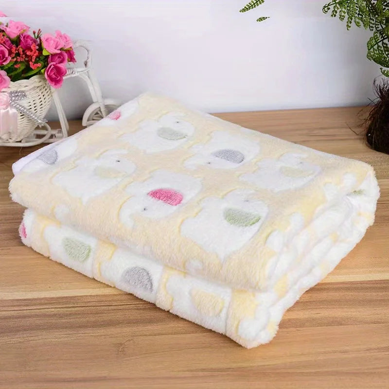 Cartoon Elephant Flannel Blanket for Dogs, Cats, Puppies & Kittens.