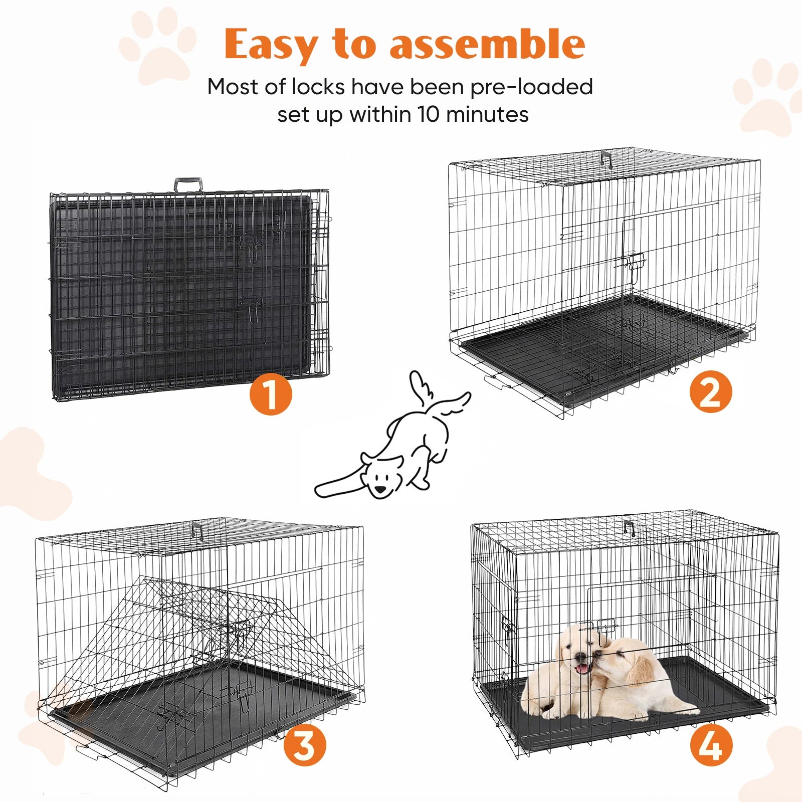 48 Inch Double Door Metal Dog Kennel for Large Dogs