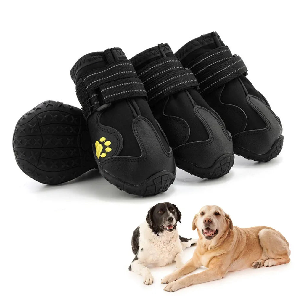 Waterproof Dog Shoes Anti-Slip Rubber Boots 4pcs