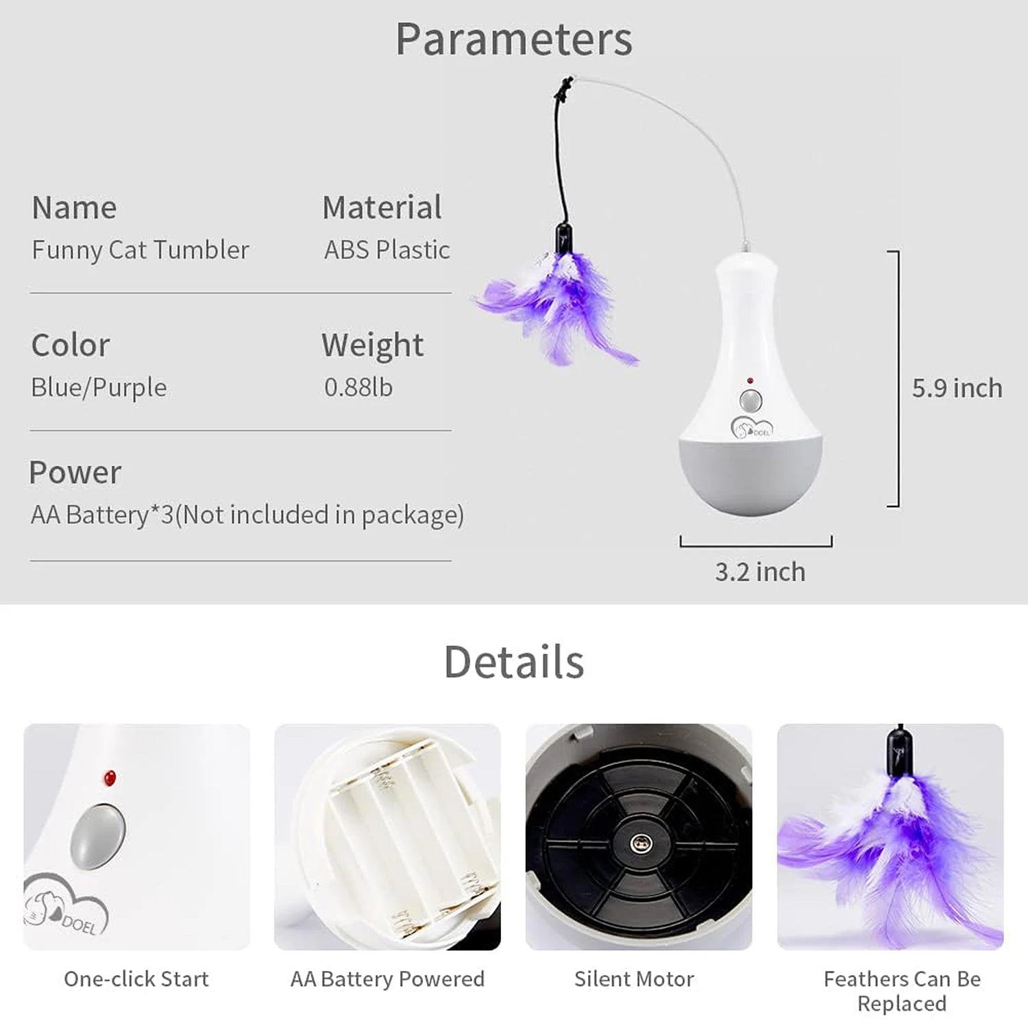 Cat Interactive Automatic Feather Kitten Teaser Toy