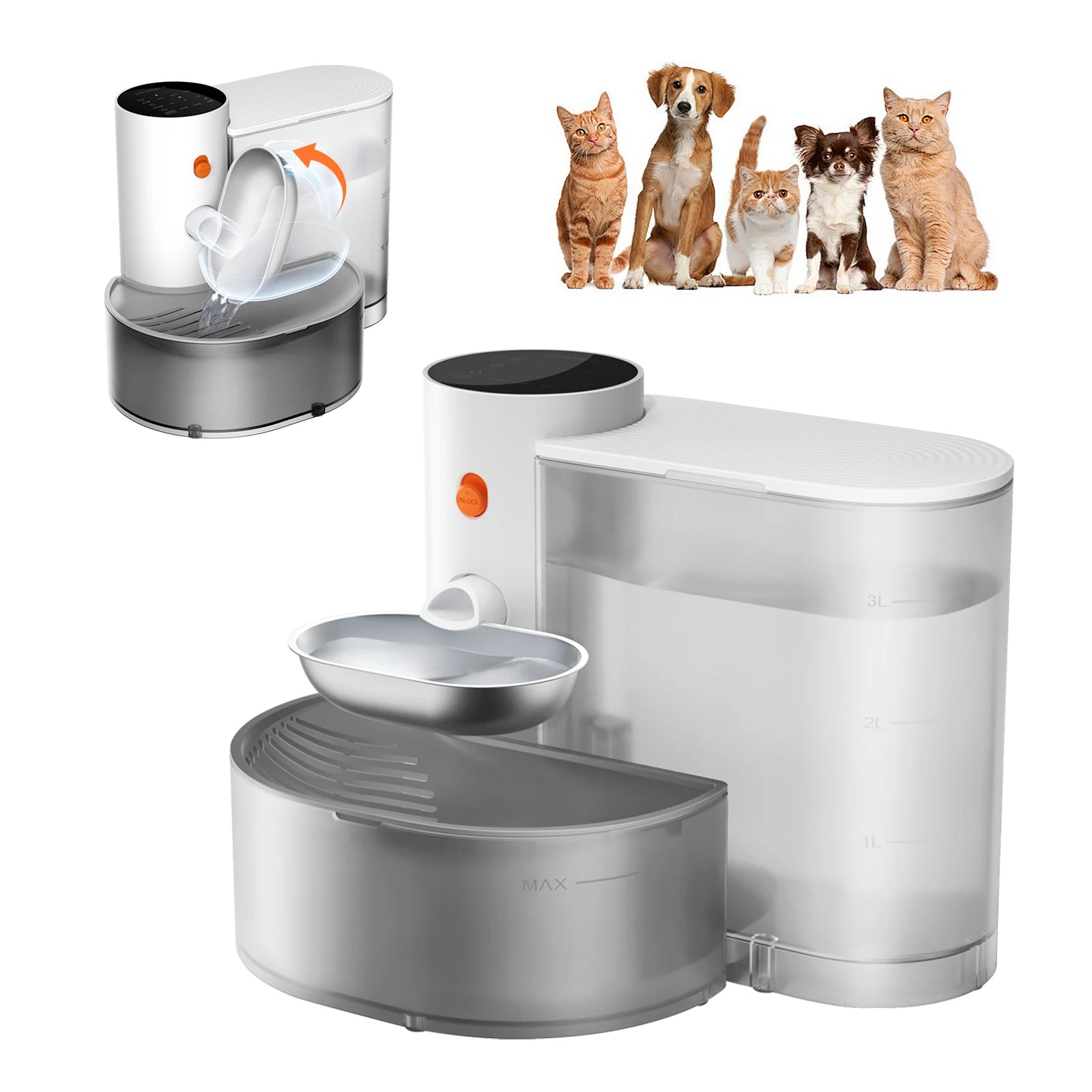Stainless Steel Bowl Water Dispenser for Pets