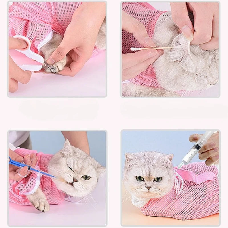 Mesh Cat Grooming Bath Bag for Kittens & Cats