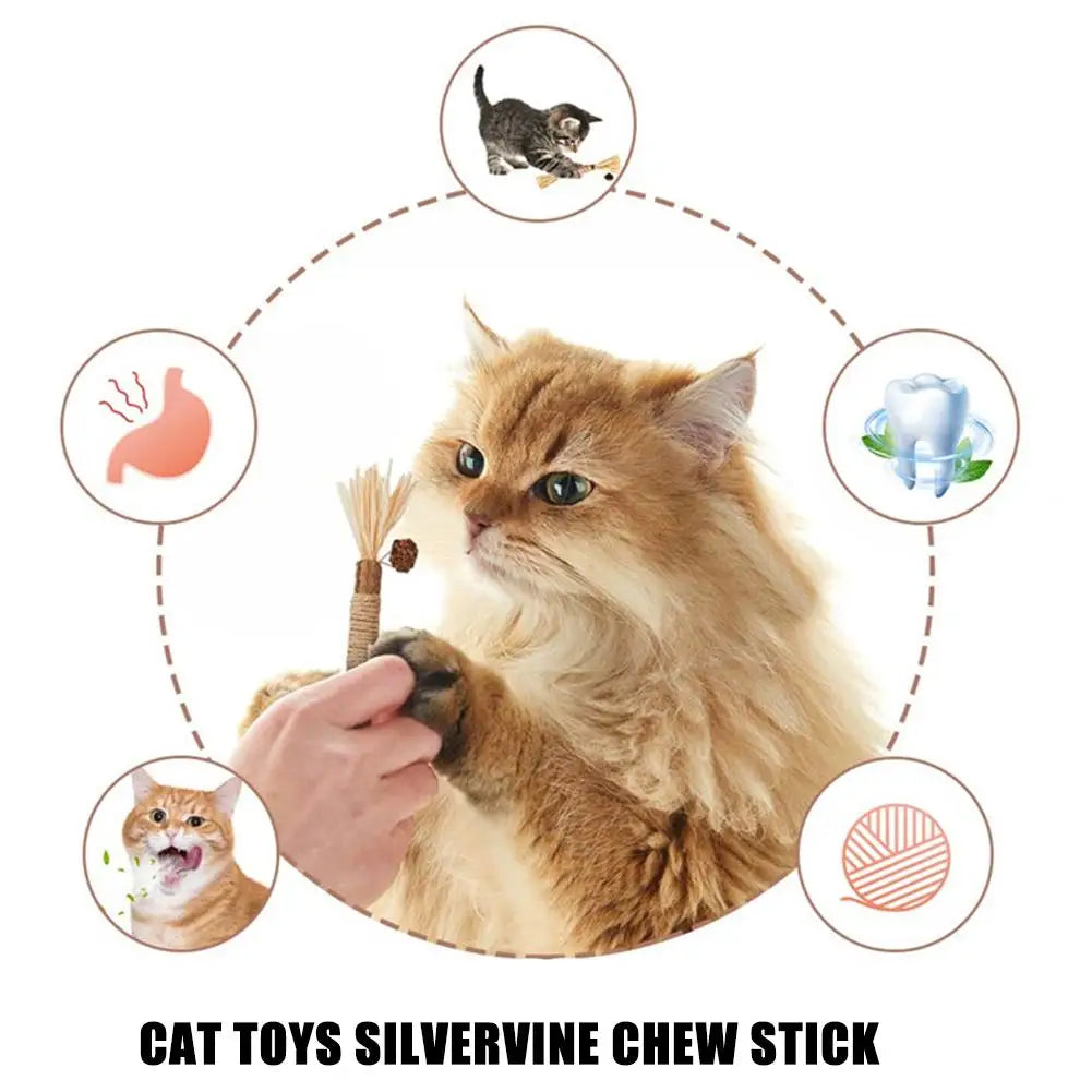 Cat Toys Cleaning Teeth Chew Stick with catnip for engaging play and chewing. A fun interactive accessory designed for cats and kittens.