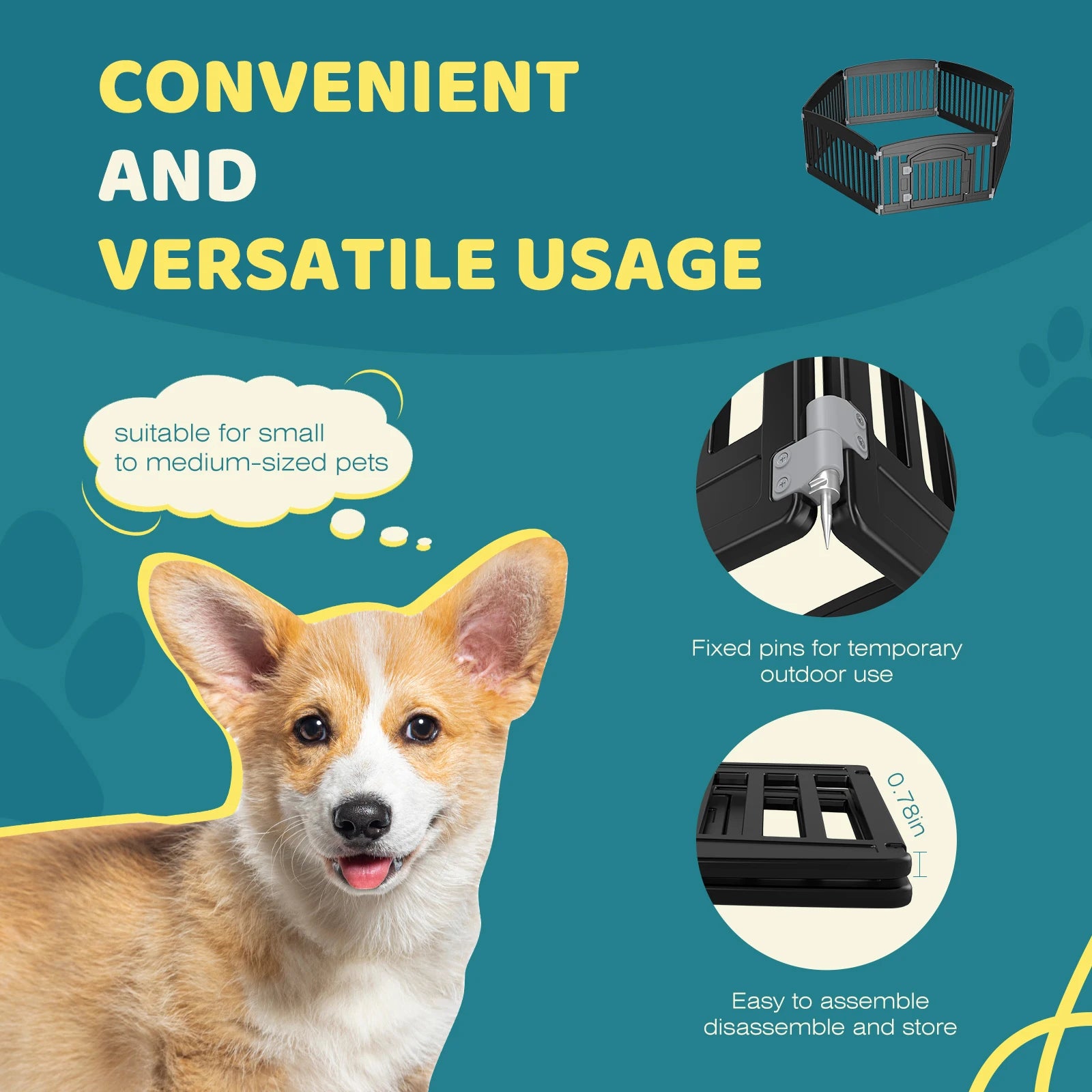 Plastic Dog Playpen 24 IN for Medium Dogs