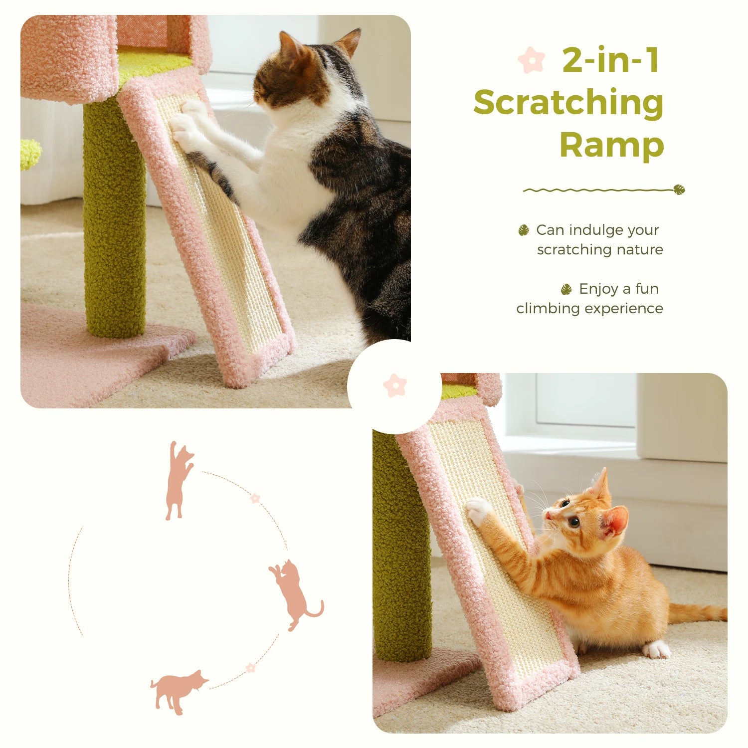 Flower Cat Tree Condo with Scratching Posts and Top Perch