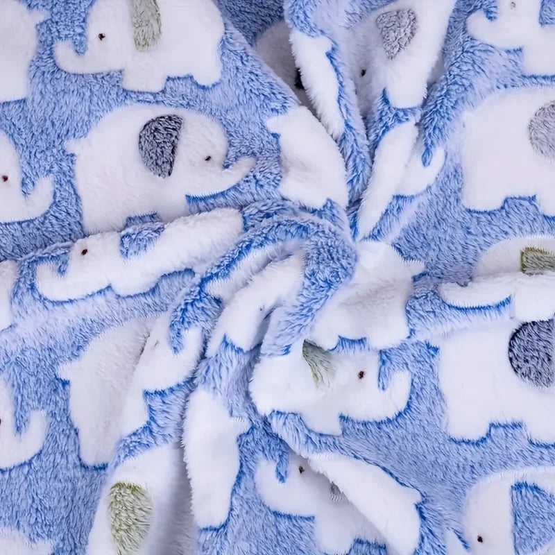 Cartoon Elephant Flannel Blanket for Dogs, Cats, Puppies & Kittens.