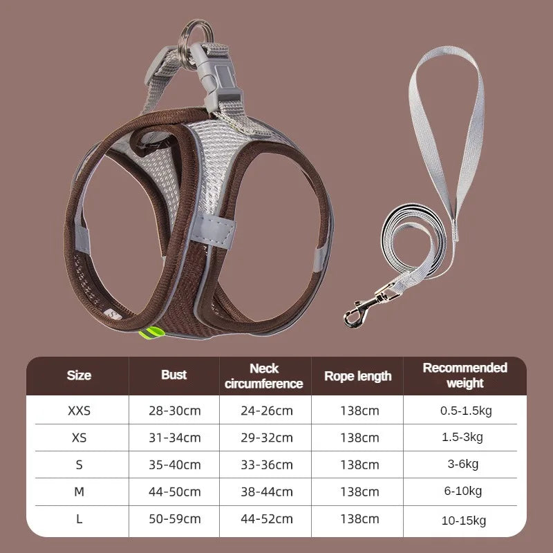 Puppy Collar and Leash Set with Adjustable Harness Vest