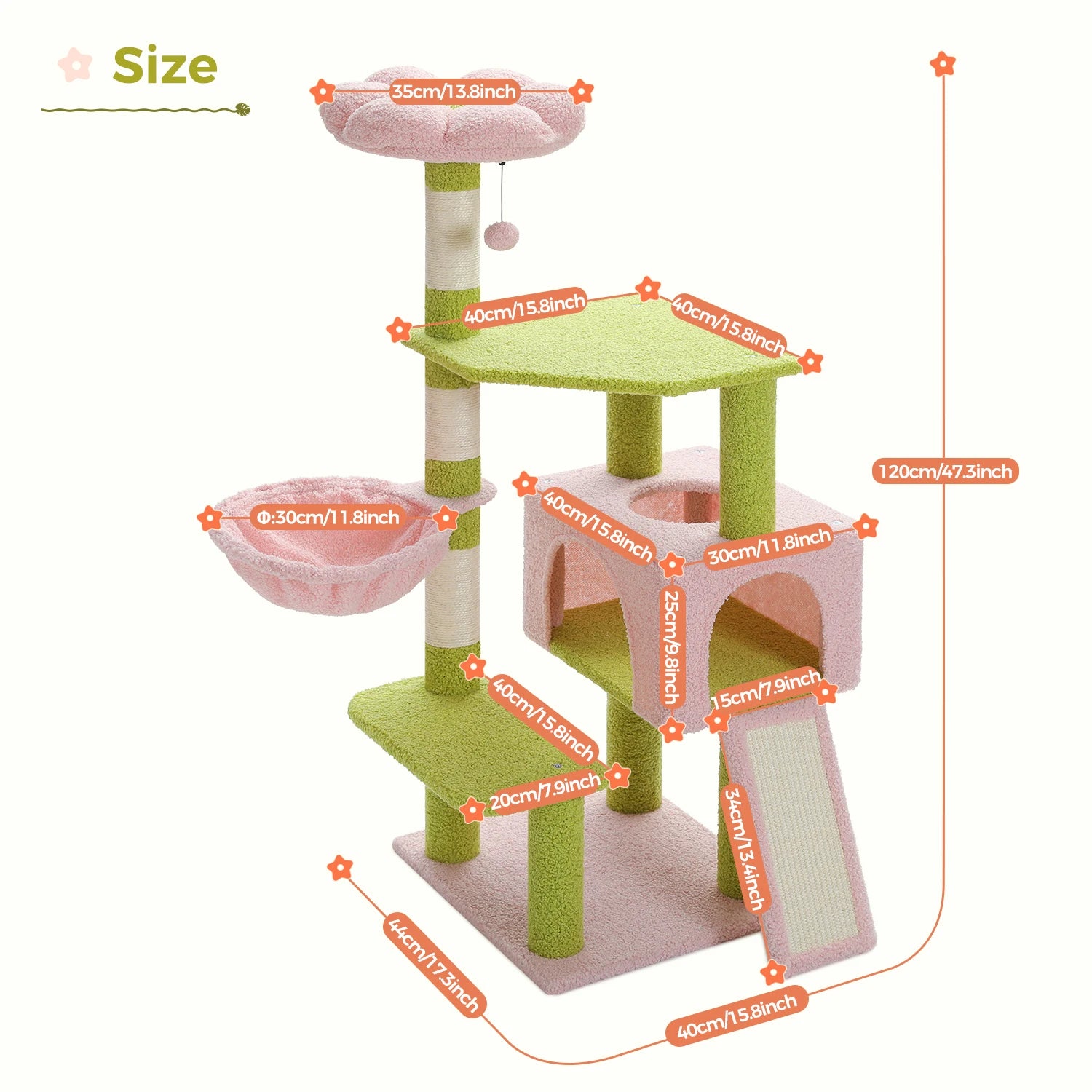 Flower Cat Tree Condo with Scratching Posts and Top Perch