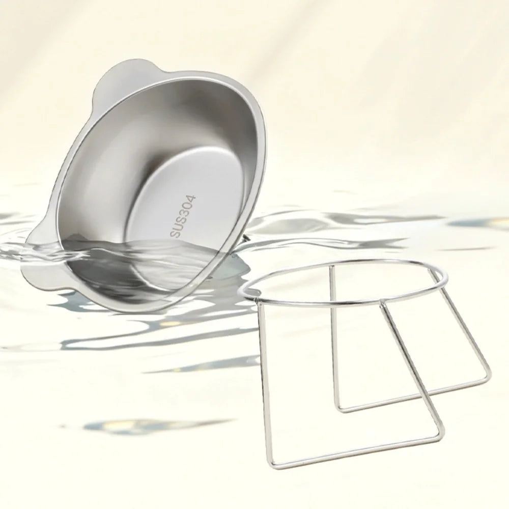 Stainless Steel Elevated Pet Bowl: Angled Tilted Feeder & Heat-Resistant.