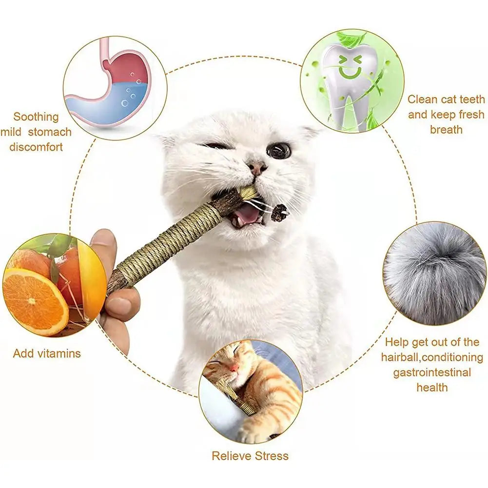 Cat Toys Cleaning Teeth Chew Stick with catnip for engaging play and chewing. A fun interactive accessory designed for cats and kittens.