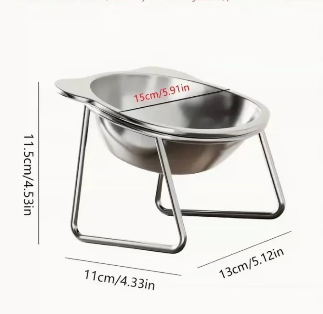 Stainless Steel Elevated Pet Bowl: Angled Tilted Feeder & Heat-Resistant.