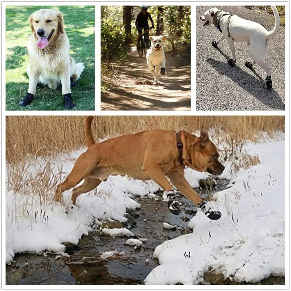 Waterproof Dog Shoes Anti-Slip Rubber Boots 4pcs