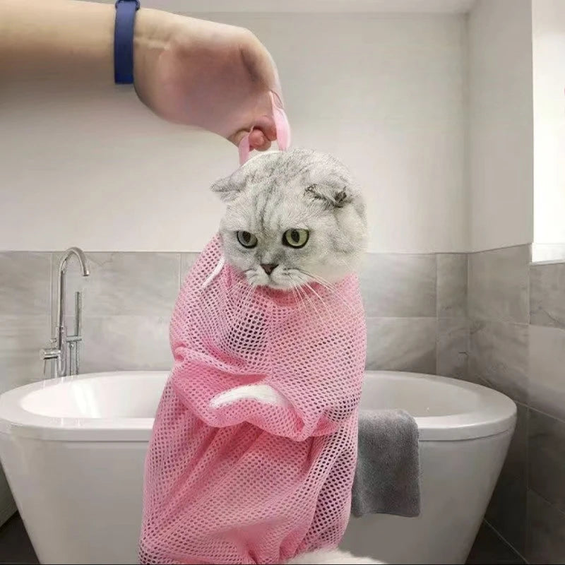 Mesh Cat Grooming Bath Bag for Kittens & Cats