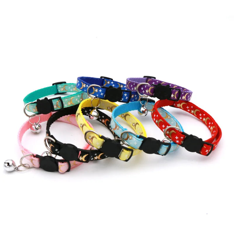 Cat Collar With Bell, Star & Moon and Adjustable 19 - 32 cm.