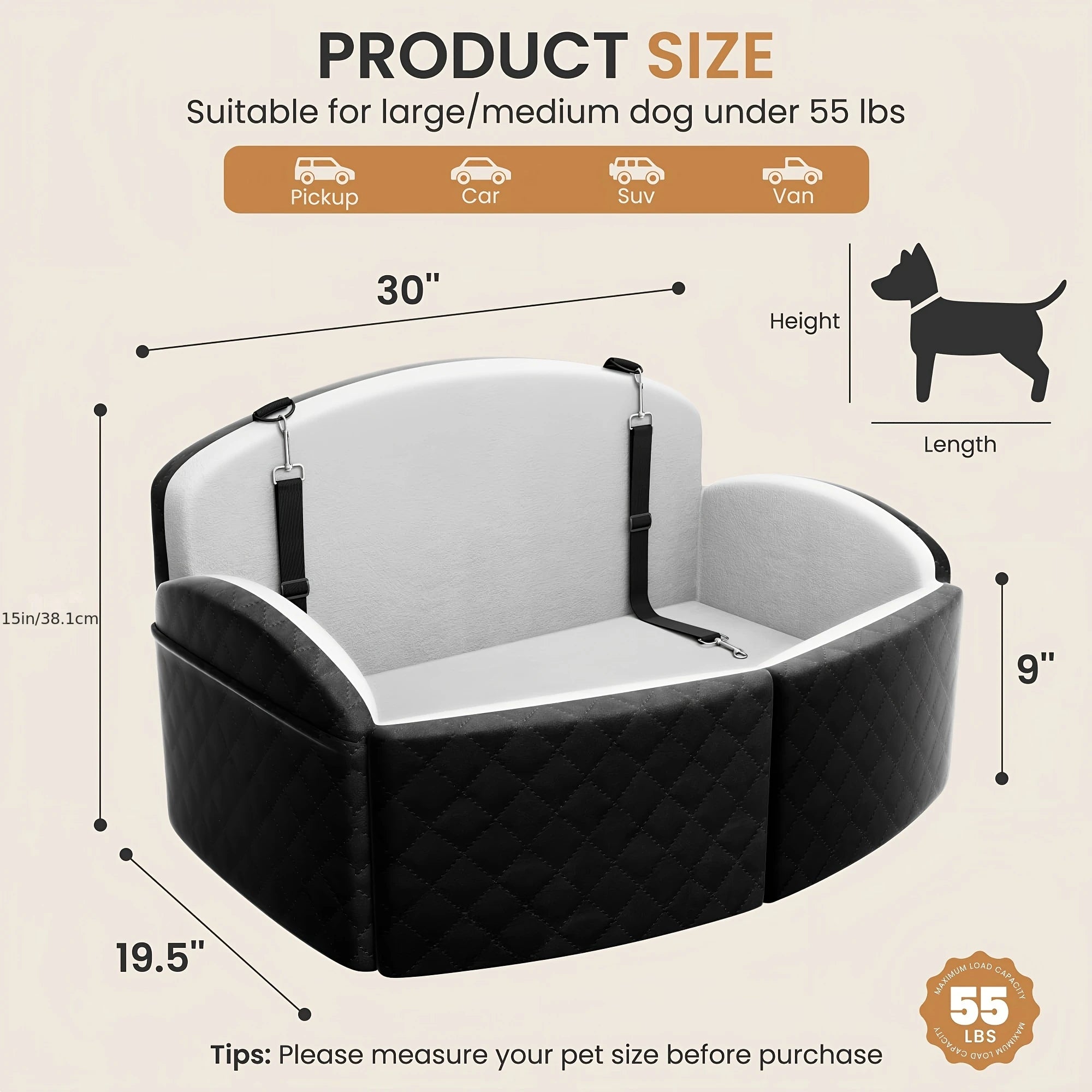 Dog Car Seat for Medium Large Dogs for Car Travel