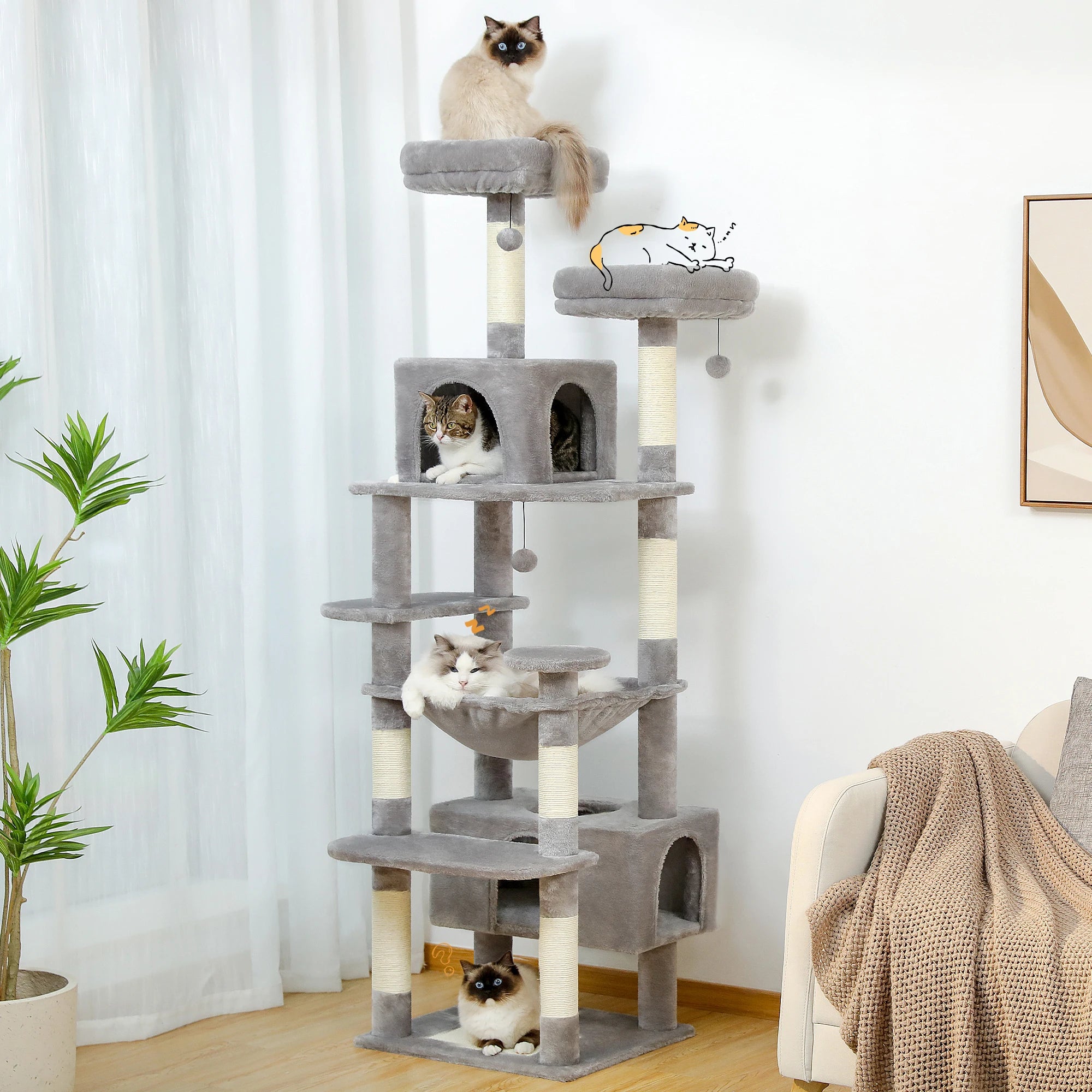Large Cat Tree Tower for Indoor Cats | Scratching Posts