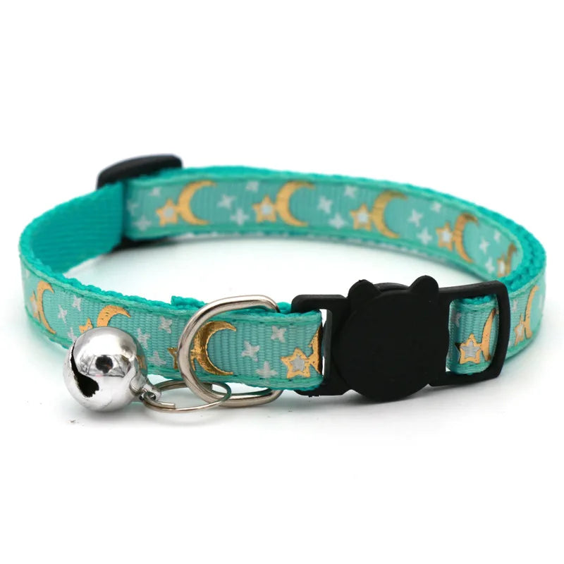 Cat Collar With Bell, Star & Moon and Adjustable 19 - 32 cm.