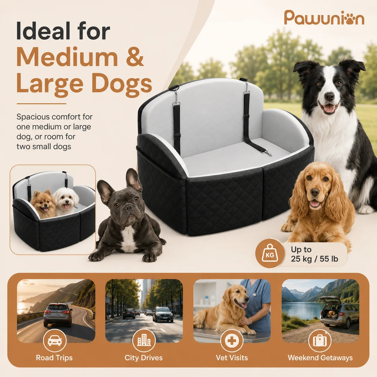 Dog Car Seat for Medium Large Dogs for Car Travel