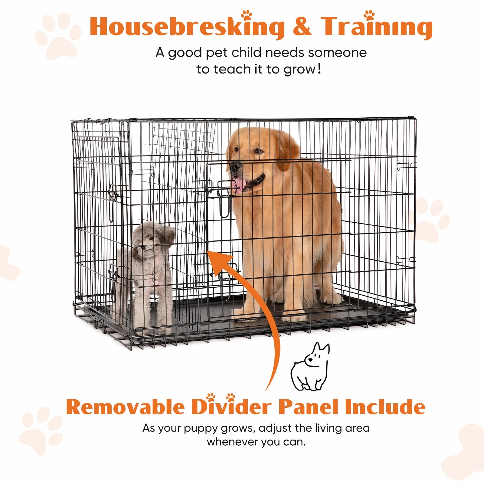 48 Inch Double Door Metal Dog Kennel for Large Dogs