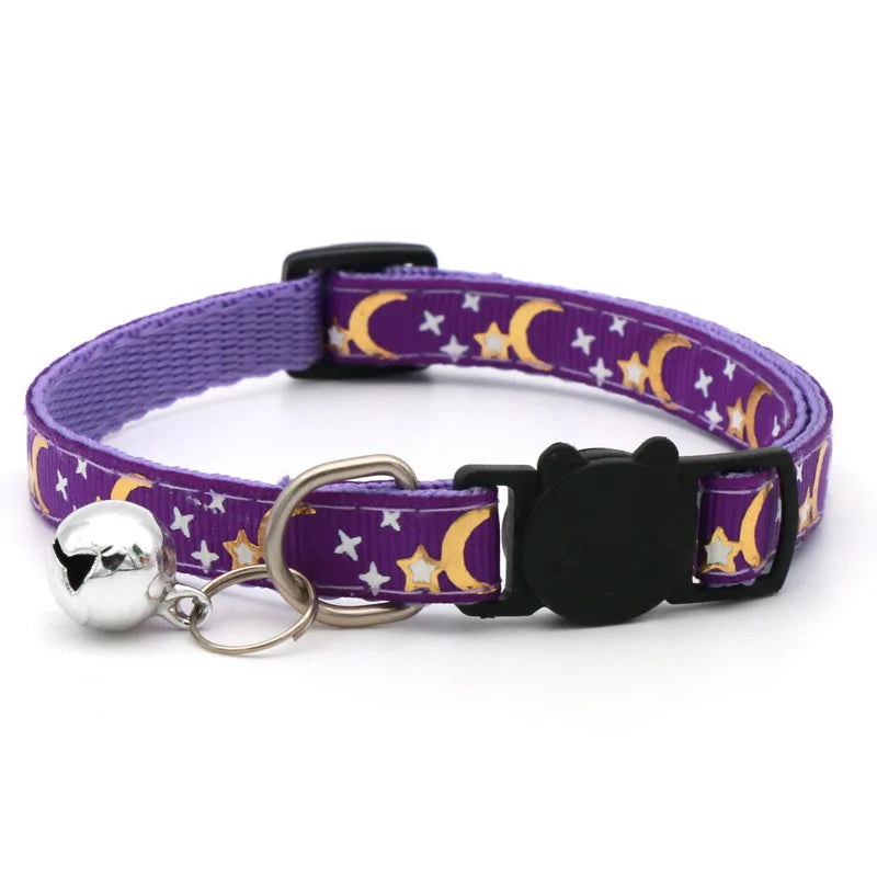 Cat Collar With Bell, Star & Moon and Adjustable 19 - 32 cm.