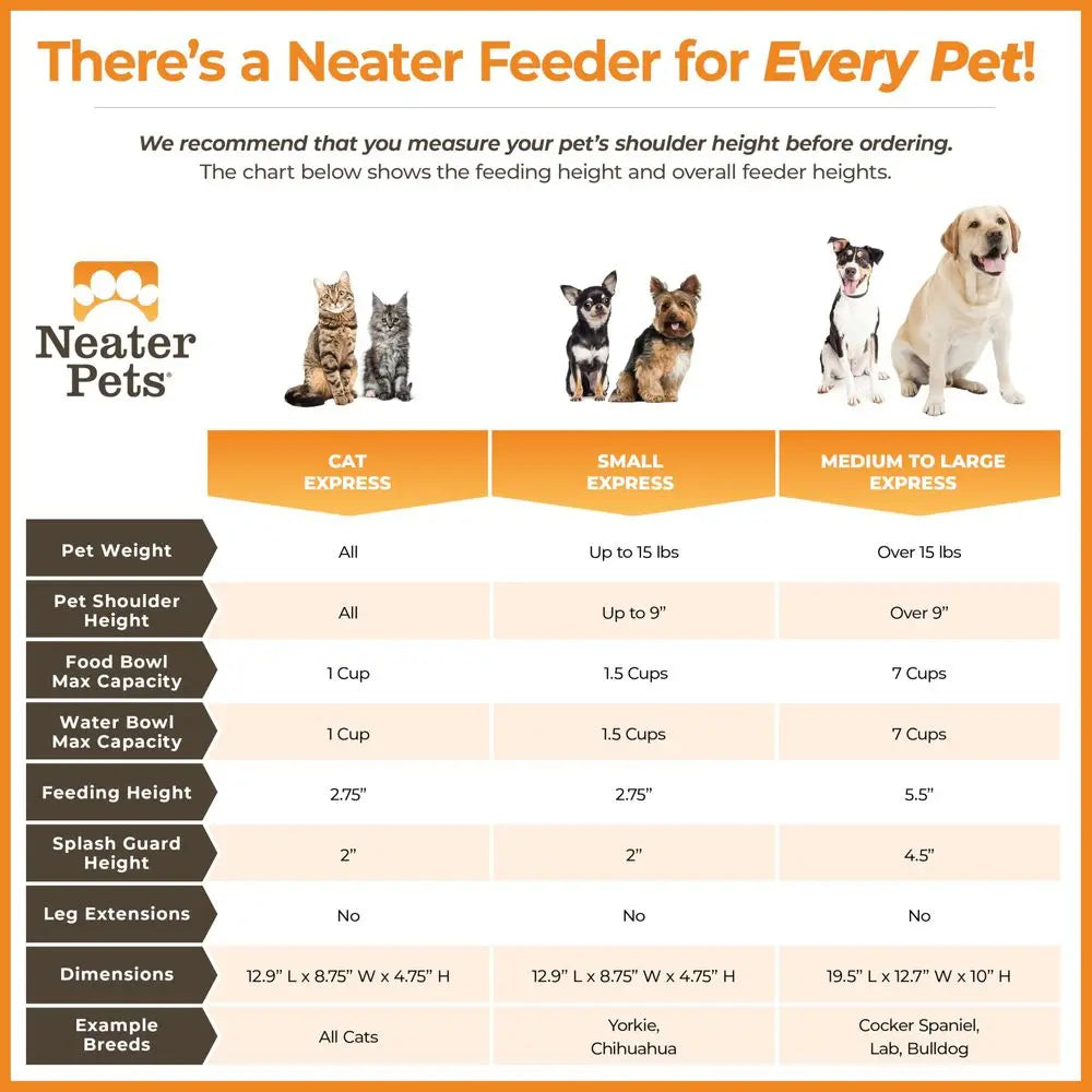 Mess Proof Dog Bowls Elevated for medium to large dogs. Raised feeding stand helps organize food and water bowls for a cleaner, more convenient setup.