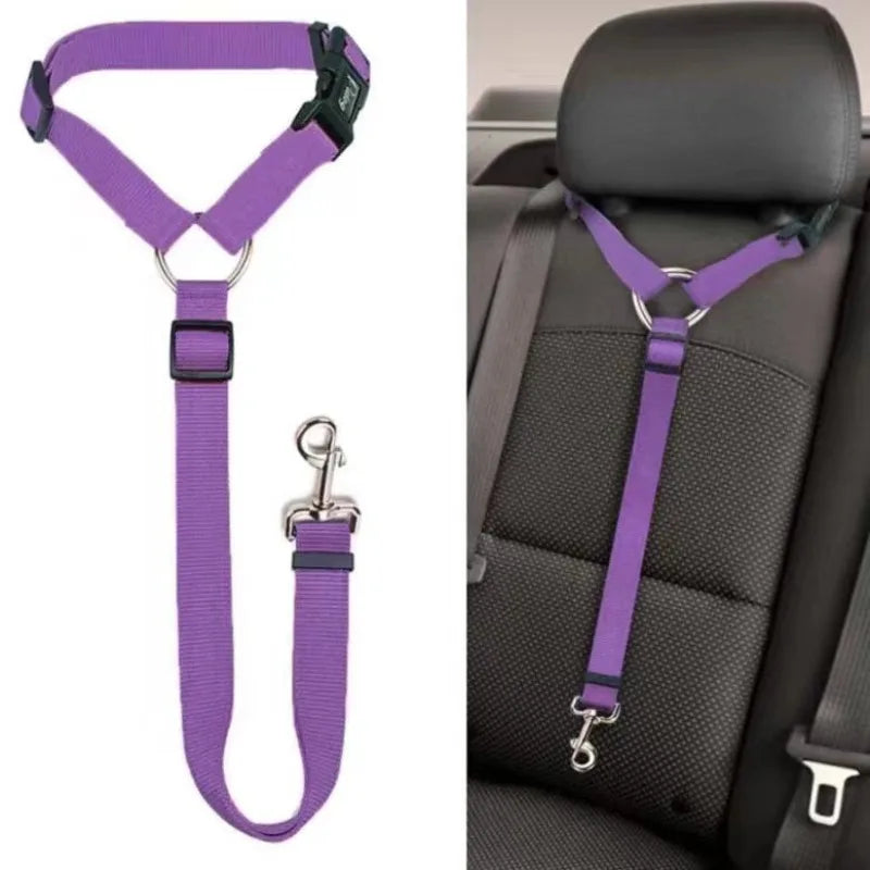 Two-in-One Pet Car Seat Belt and Leash Adjustable Nylon