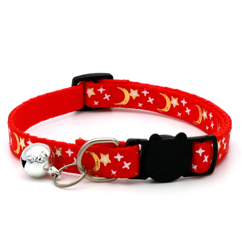 Cat Collar With Bell, Star & Moon and Adjustable 19 - 32 cm.