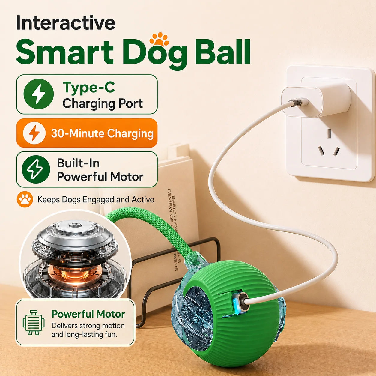 Automatic Rolling Dog Ball Toy for Interactive Play