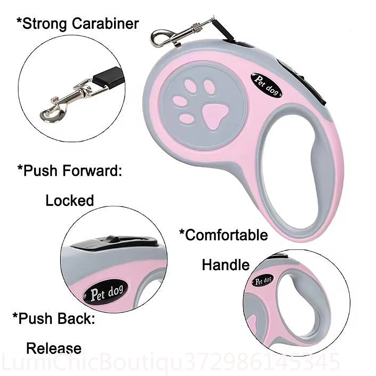 3M5M Strong Retractable Nylon Dog Leash