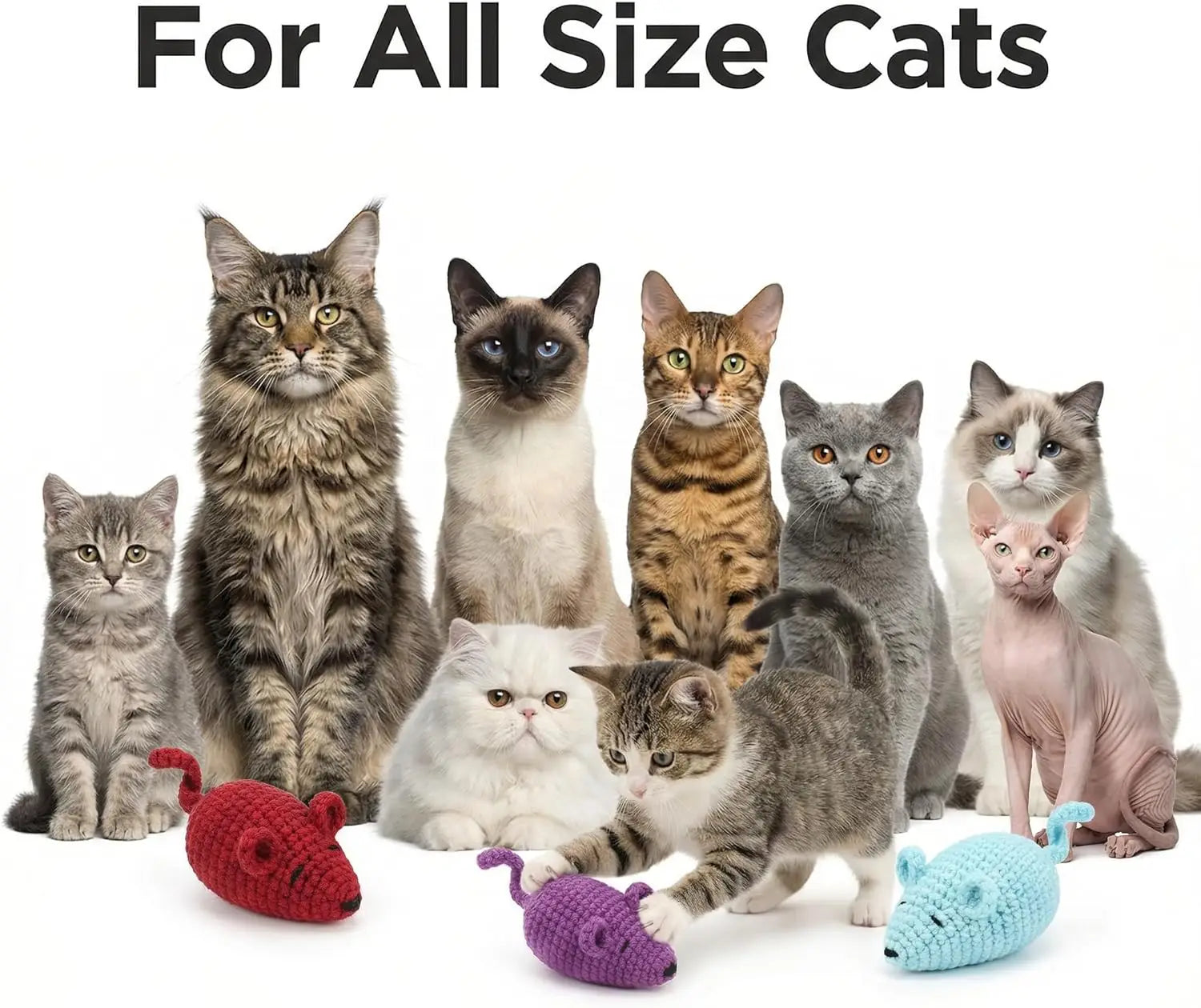 Handmade Yarn Mice Toys with Catnip for Cats