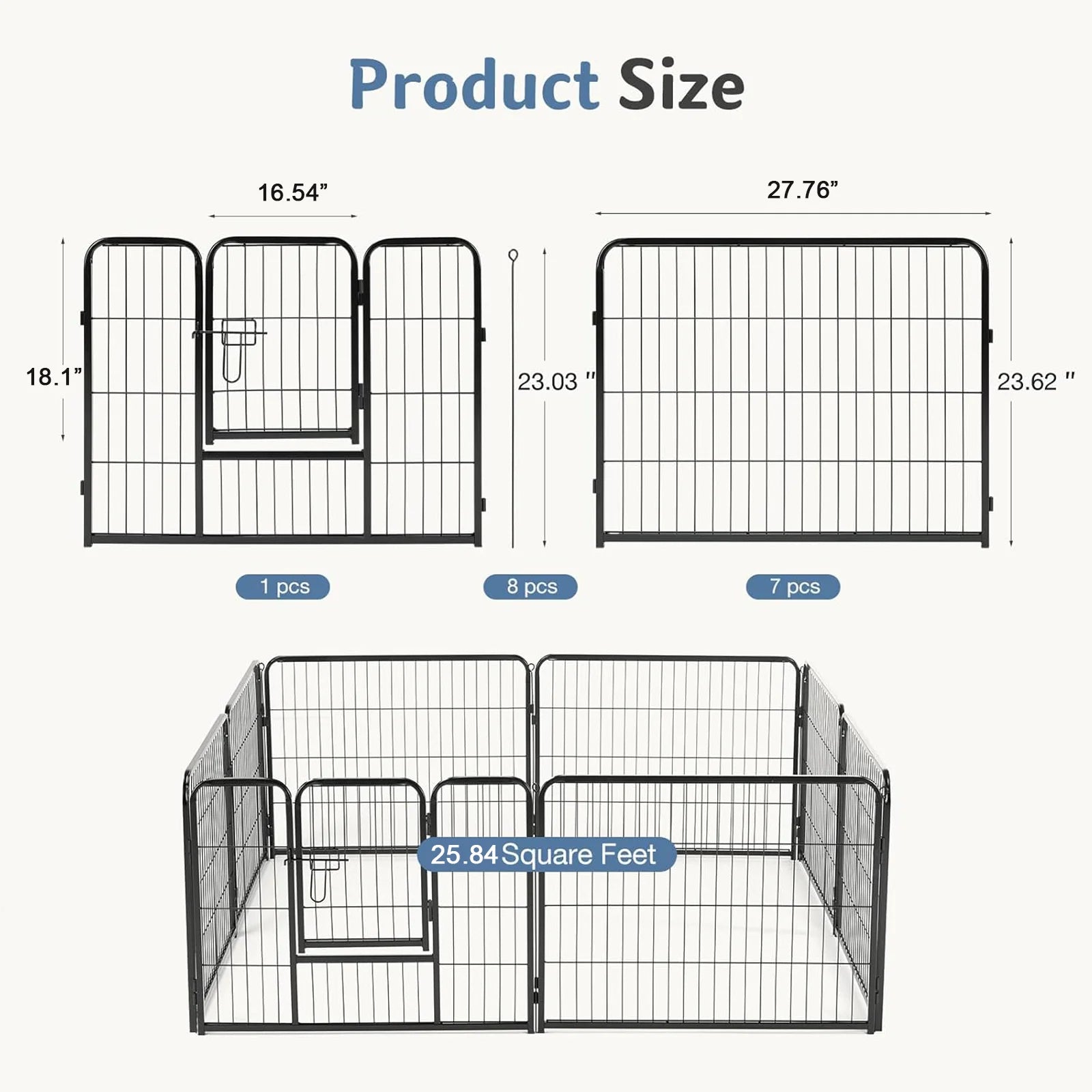 Metal Panels Outdoor Playpen for Dogs and Cats
