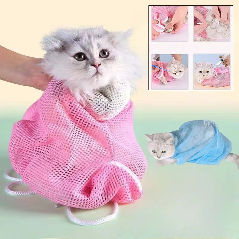 Mesh Cat Grooming Bath Bag for Kittens & Cats