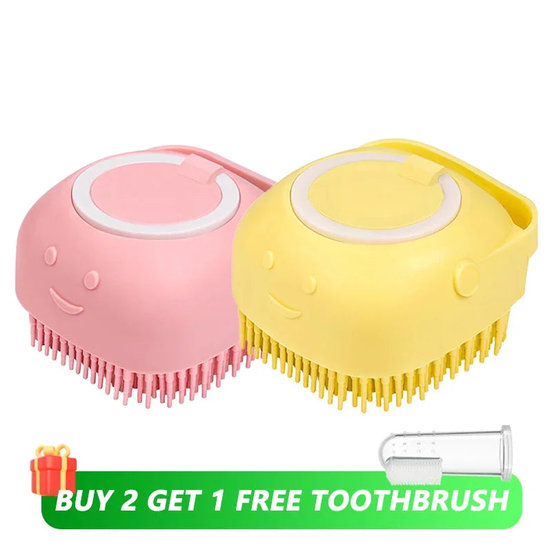 ep 7 — Image Alt Tag  Pet Bathing Brush with Shampoo Dispenser for Dogs