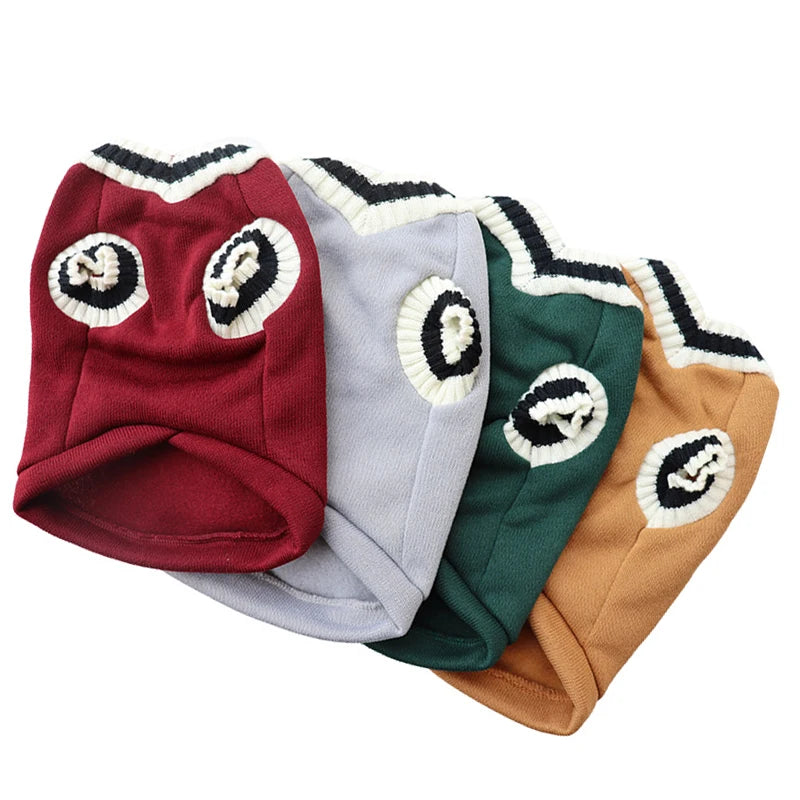 Winter Warm Dog Sweater College Style V-neck for Dogs
