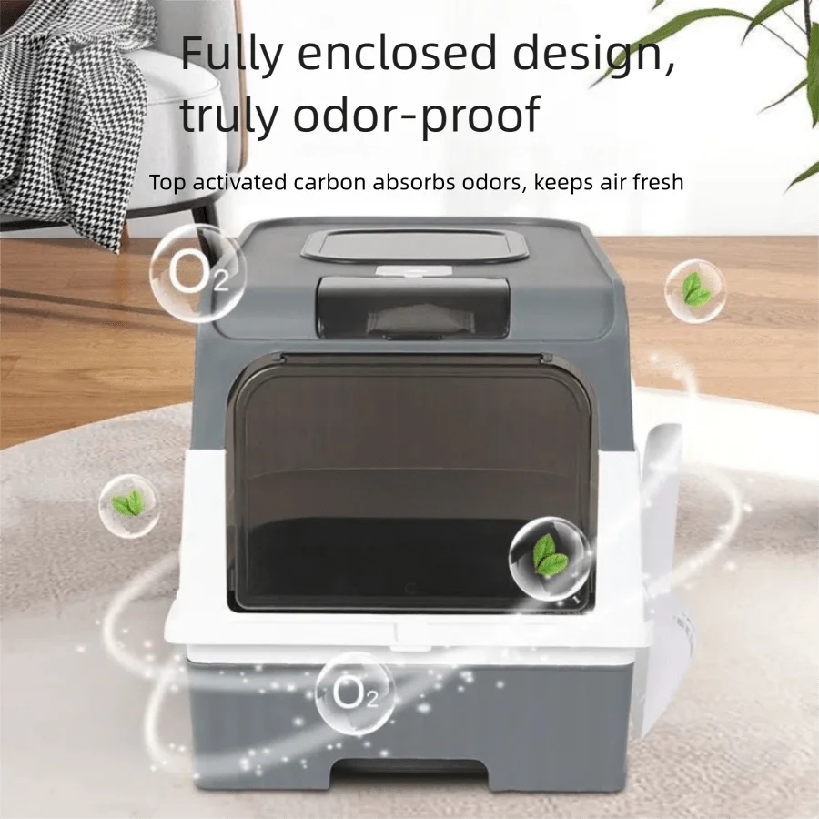 Fully Enclosed Cat Litter Box.