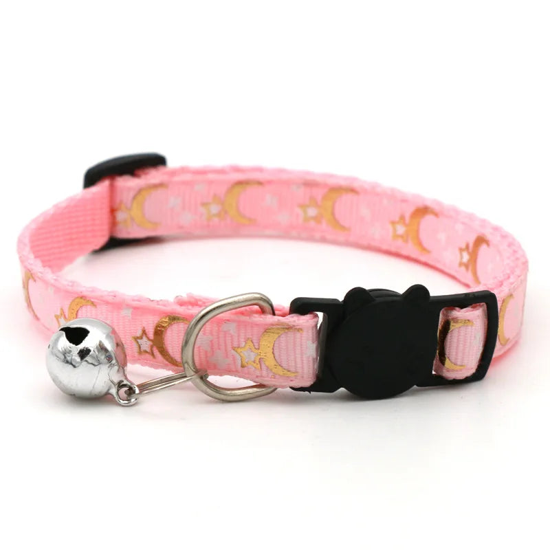 Cat Collar With Bell, Star & Moon and Adjustable 19 - 32 cm.