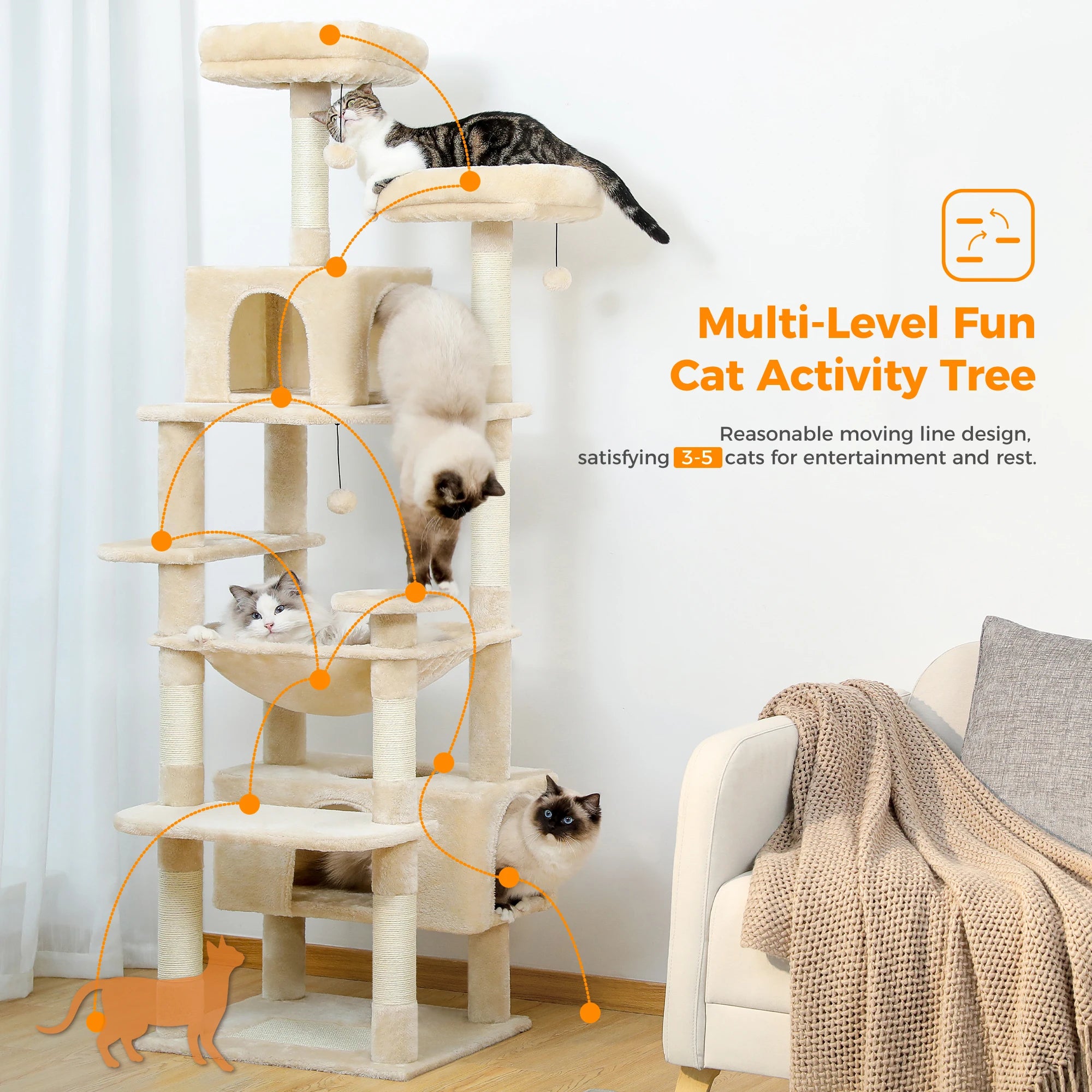 Large Cat Tree Tower for Indoor Cats | Scratching Posts
