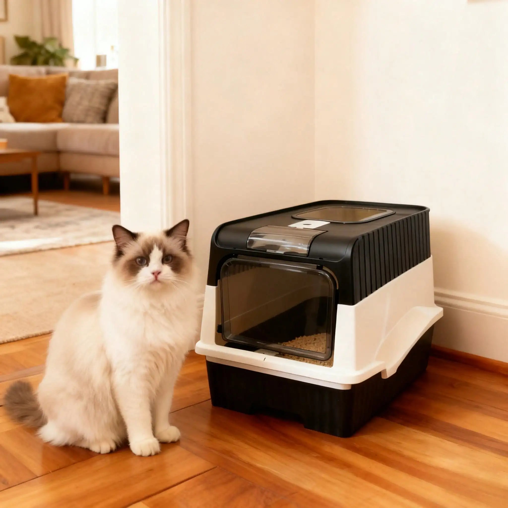 Fully Enclosed Cat Litter Box.