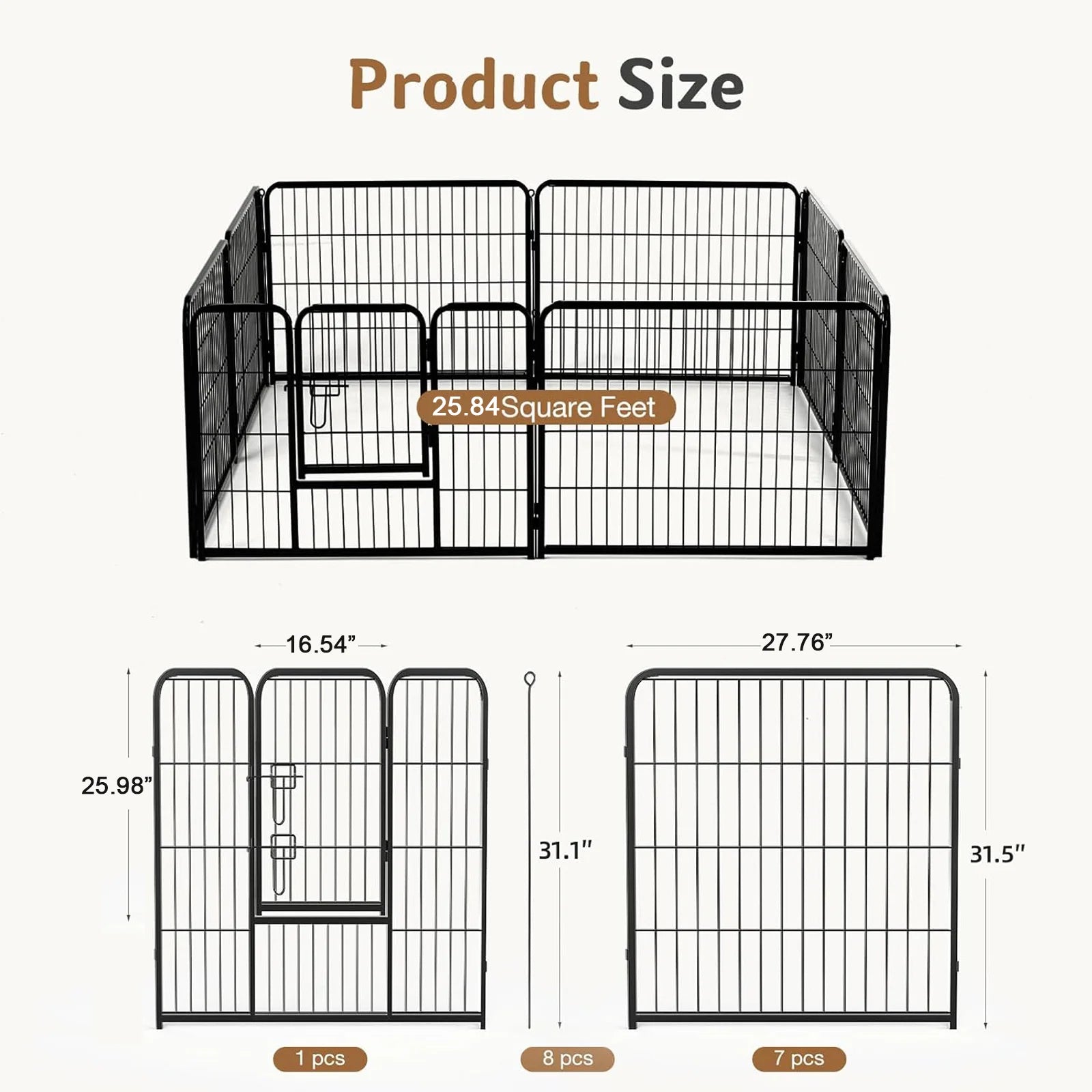 Metal Panels Outdoor Playpen for Dogs and Cats
