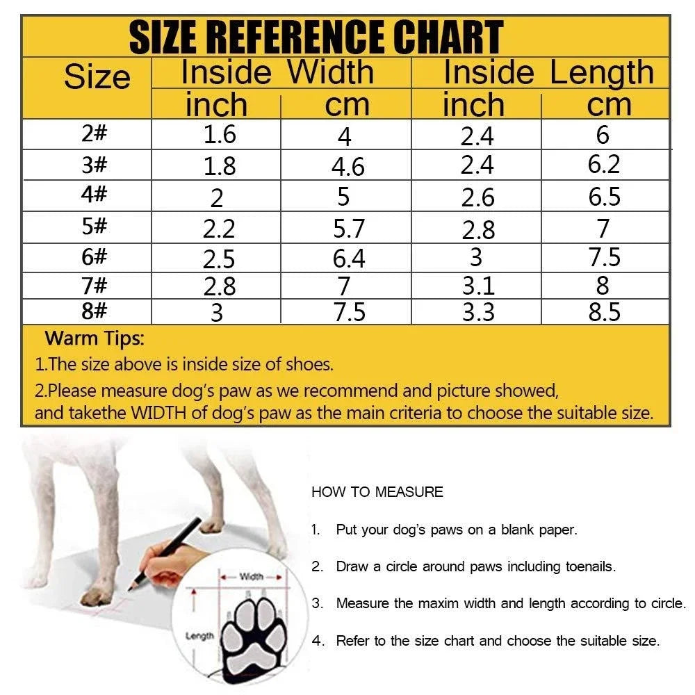 Waterproof Dog Shoes Anti-Slip Rubber Boots 4pcs