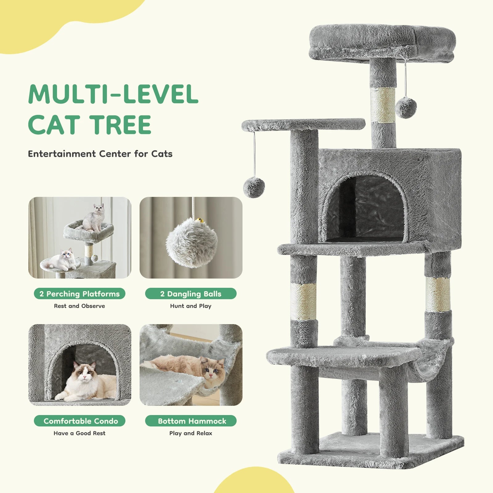 Cat Tree Tower for Indoor Cats with Scratching Posts