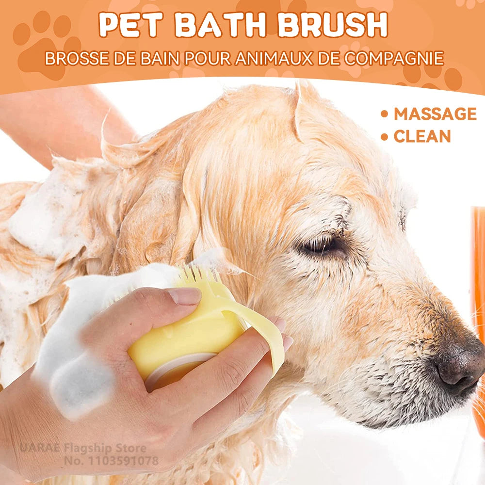 ep 7 — Image Alt Tag  Pet Bathing Brush with Shampoo Dispenser for Dogs