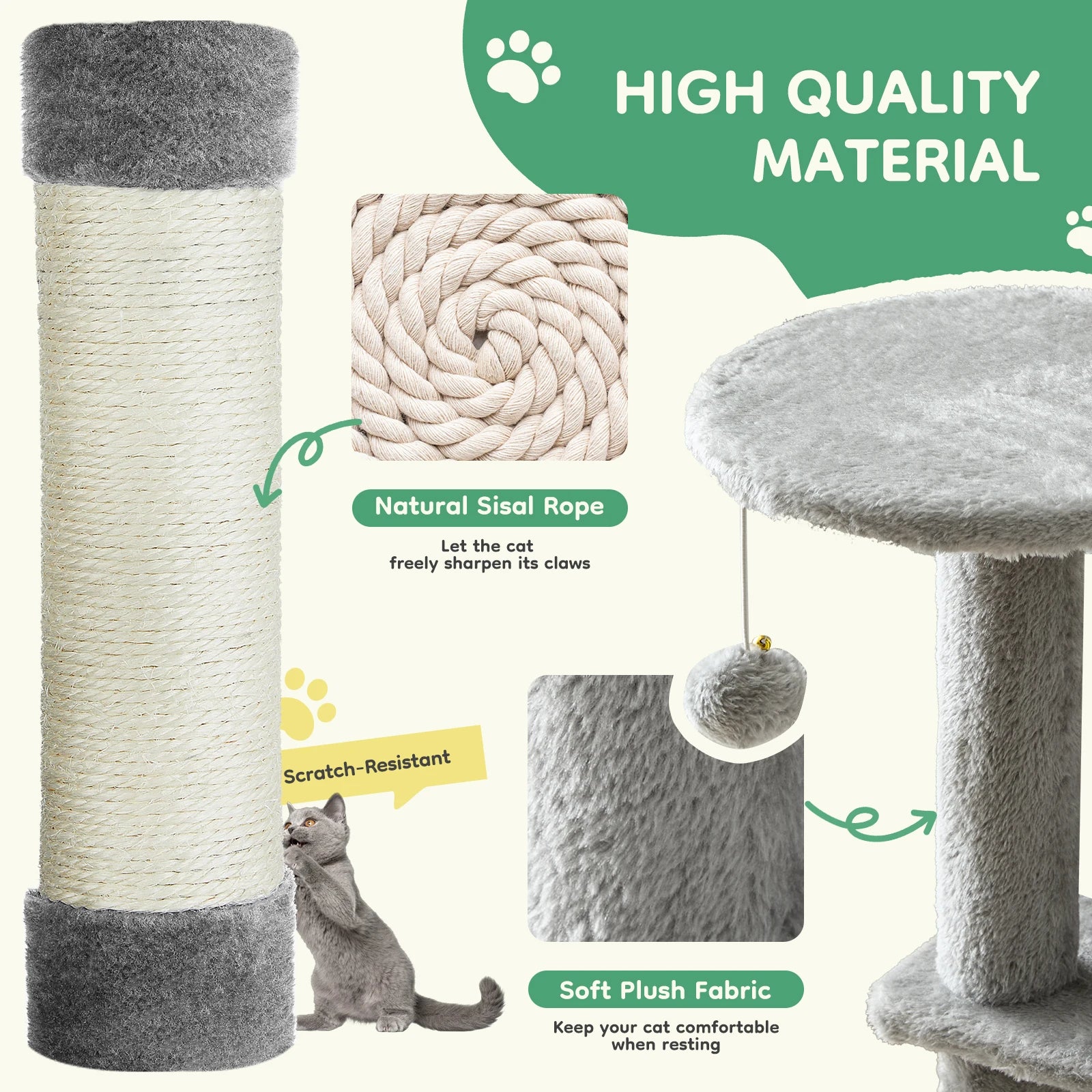 Cat Tree Tower for Indoor Cats with Scratching Posts