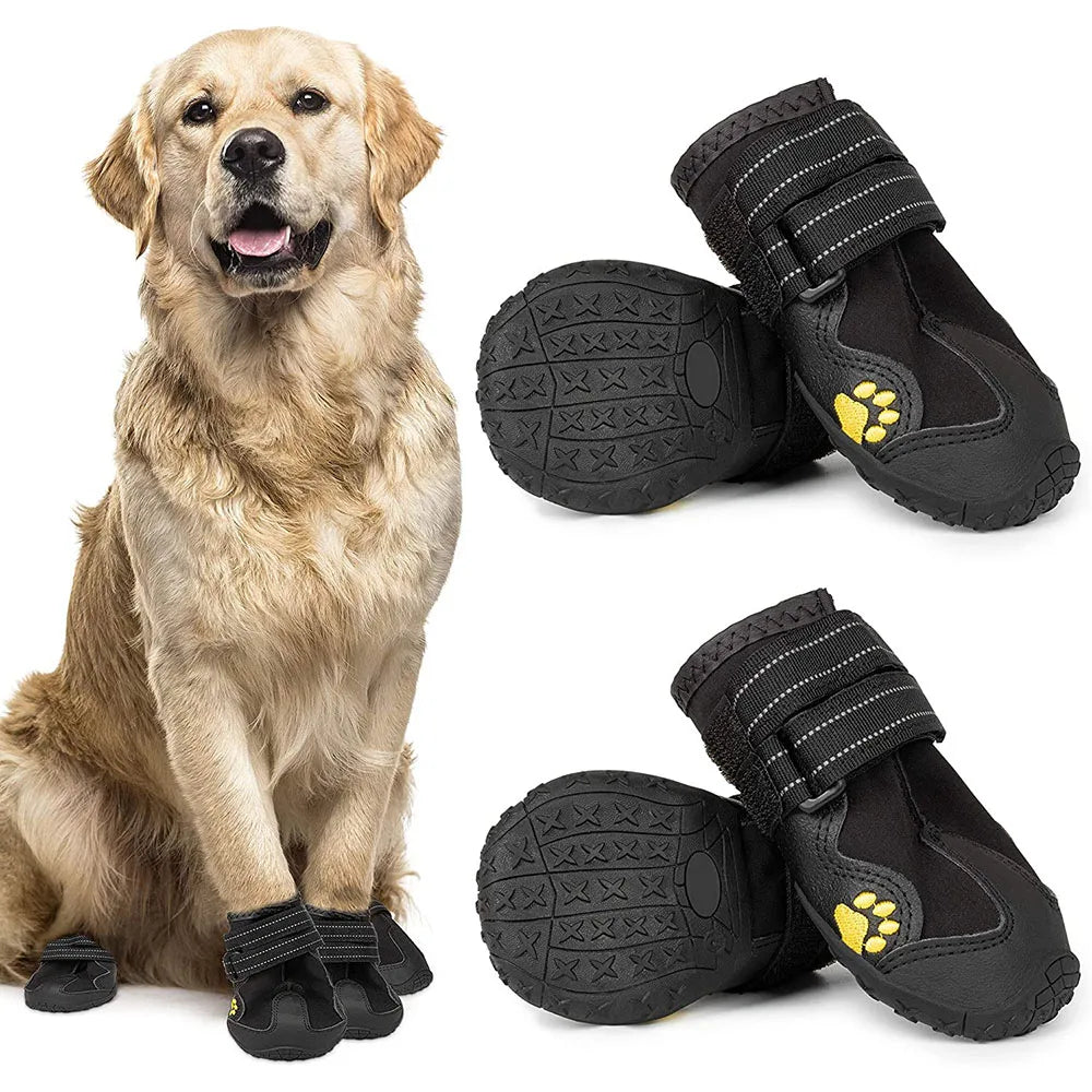 Waterproof Dog Shoes Anti-Slip Rubber Boots 4pcs