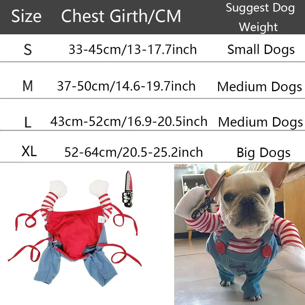 Sweatshirt & Overalls for Halloween Horror Movie Chucky for Small & Medium Dogs.