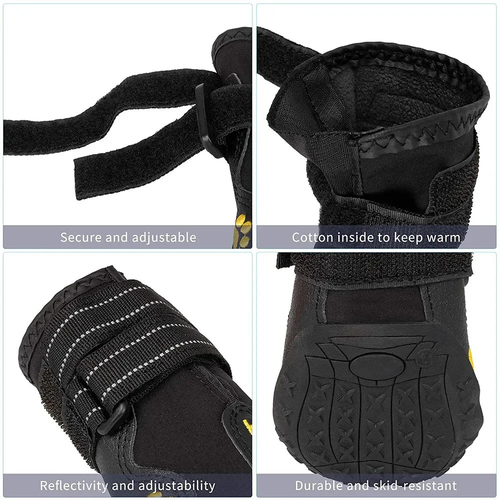Waterproof Dog Shoes Anti-Slip Rubber Boots 4pcs