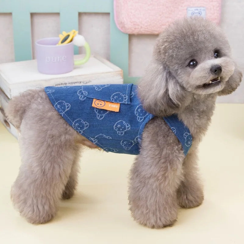 Dog Denim Dress for Small Dogs with Jeans Vest Tutu Skirt