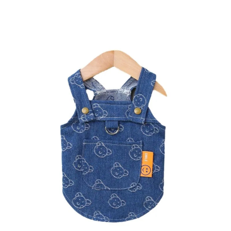 Dog Denim Dress for Small Dogs with Jeans Vest Tutu Skirt